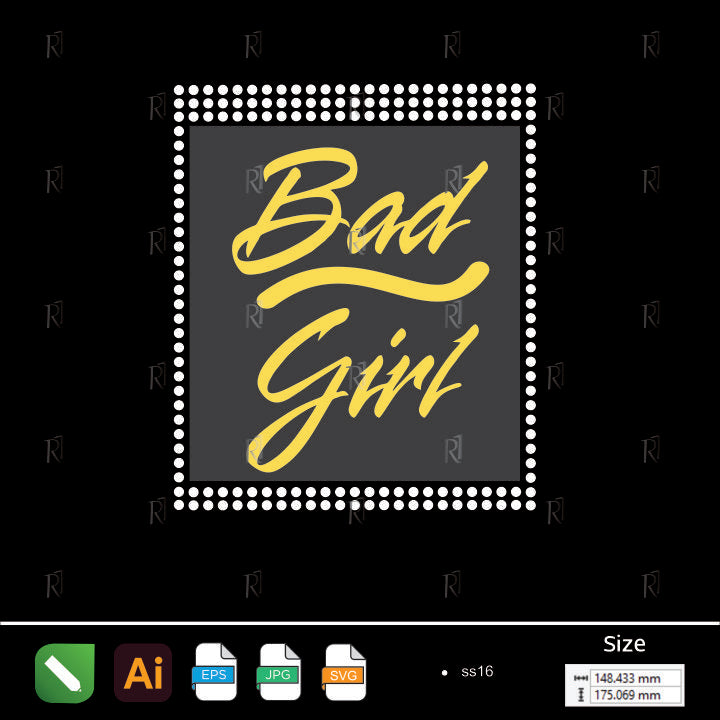 Bad Girl Quote Rhinestone – Premium Rhinestone Design by Rhinestone1