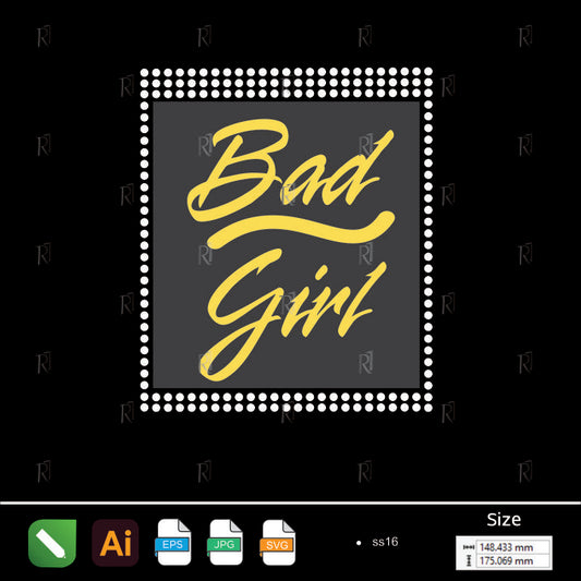 Bad Girl Quote Rhinestone – Premium Rhinestone Design by Rhinestone1