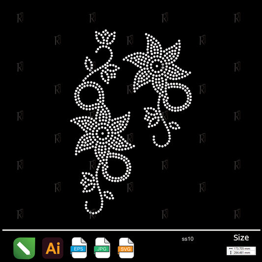 Twisted Floral Vine Rhinestone – Premium Rhinestone Design by Rhinestone1