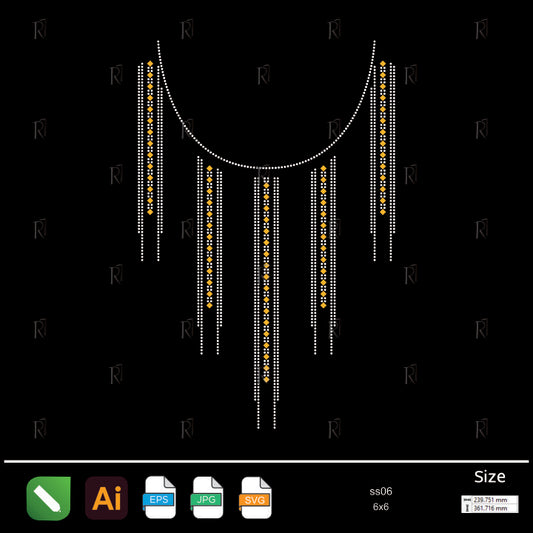 Golden Vertical Tassel Collar Rhinestone – Premium Rhinestone Design by Rhinestone1