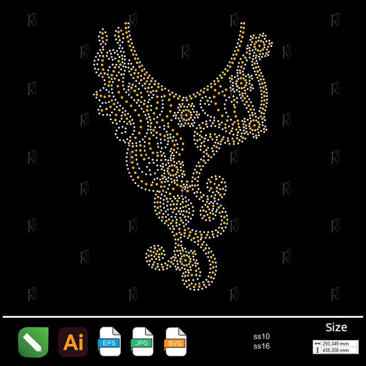 Golden Floral Swirl Necklace Rhinestone – Premium Rhinestone Design by Rhinestone1
