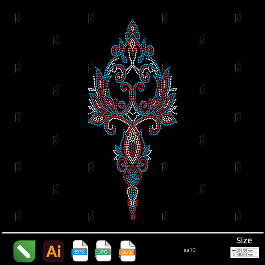 Royal Ornamental Flame Rhinestone – Premium Rhinestone Design by Rhinestone1