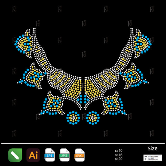 Royal Collar Embellishment Rhinestone – Premium Rhinestone Design by Rhinestone1