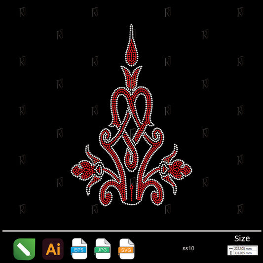 Regal Flame Motif Rhinestone – Premium Rhinestone Design by Rhinestone1