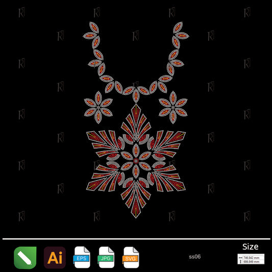 Royal Floral Necklace Rhinestone2 – Premium Rhinestone Design by Rhinestone1