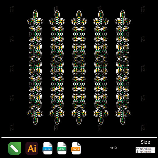 Ornate Vertical Border Rhinestone – Premium Rhinestone Design by Rhinestone1