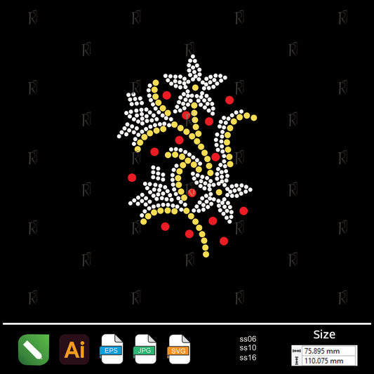 Blooming Grace Rhinestone Motif – Premium Rhinestone Design by Rhinestone1