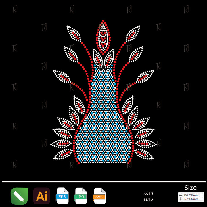 Radiant Vase Motif Rhinestone – Premium Rhinestone Design by Rhinestone1