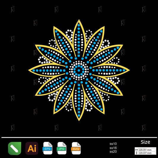 Golden Petal Bloom Rhinestone1 – Premium Rhinestone Design by Rhinestone1