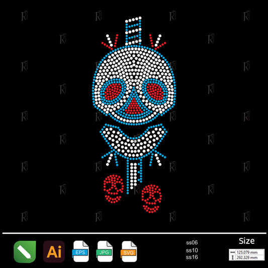 Tribal Skull Rhinestone – Premium Rhinestone Design by Rhinestone1