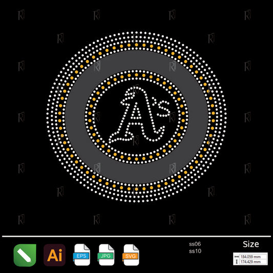 Team A_s Circle Emblem Rhinestone – Premium Rhinestone Design by Rhinestone1