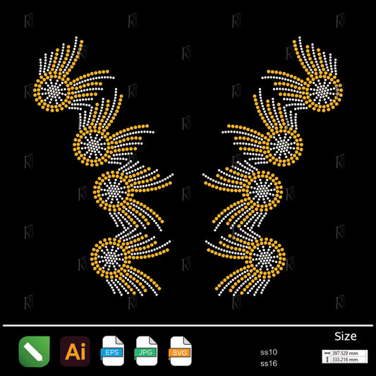 Golden Sunburst Curve Rhinestone – Premium Rhinestone Design by Rhinestone1