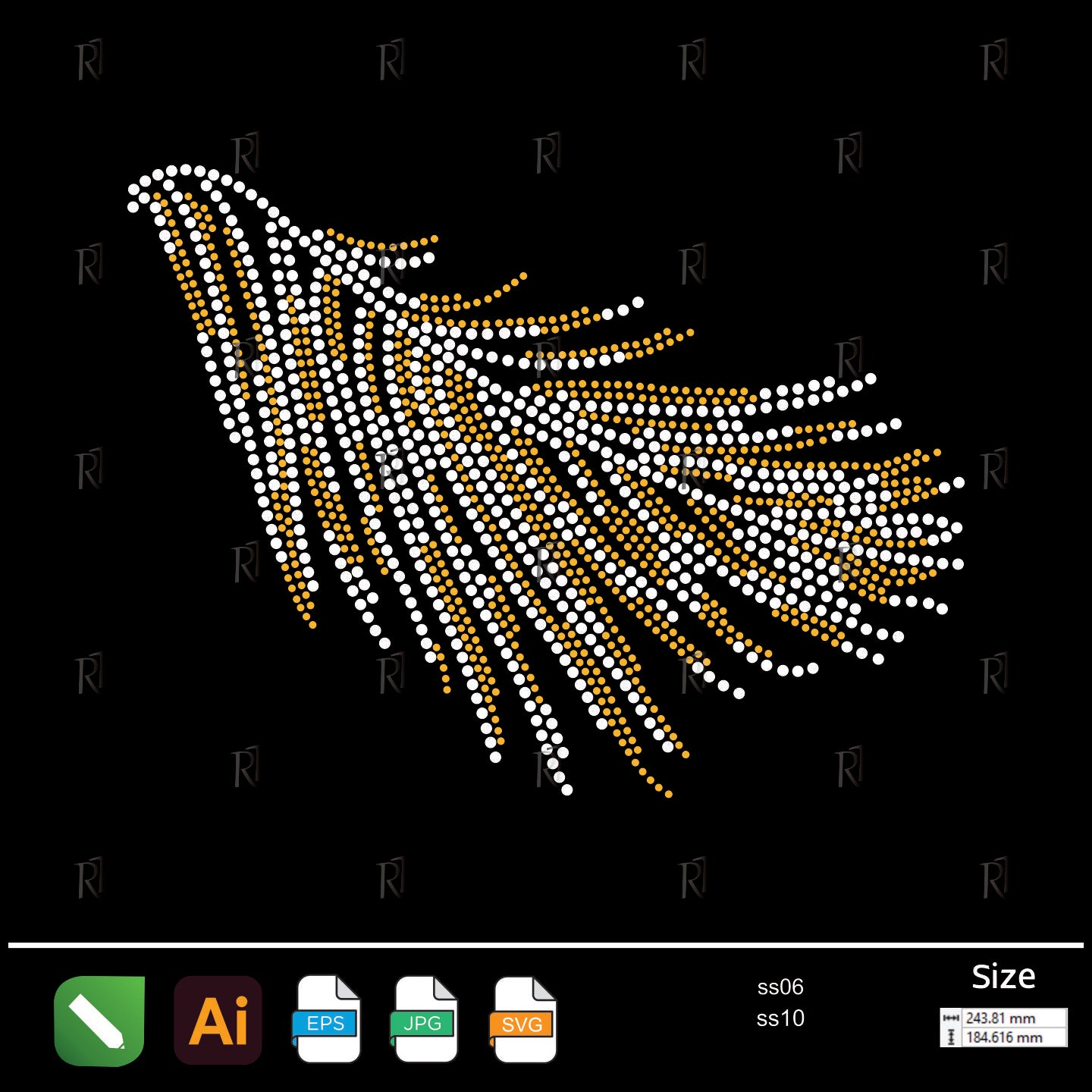 Flowing Feather Rhinestone – Premium Rhinestone Design by Rhinestone1