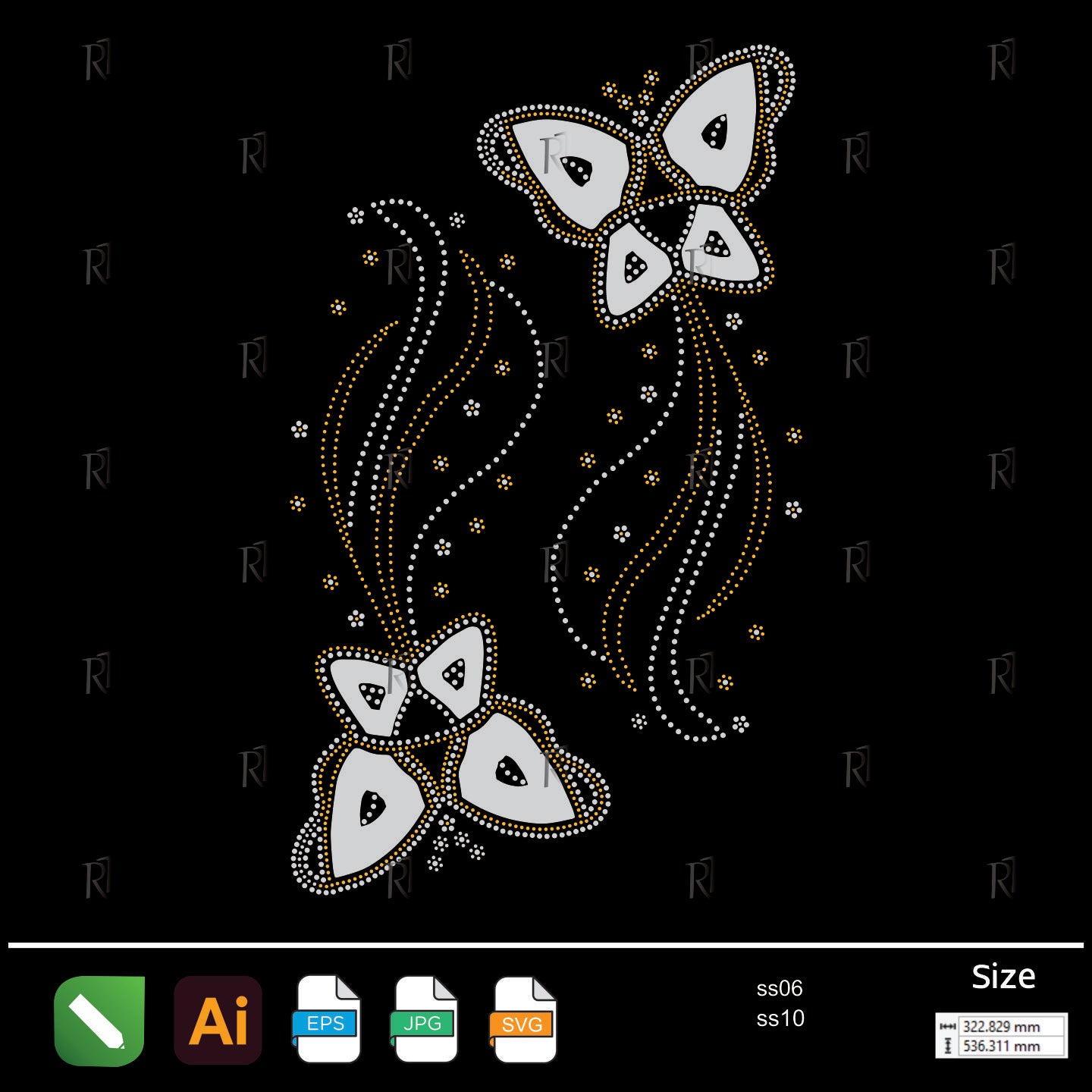 Flowing Butterfly Rhinestone Design – Premium Rhinestone Design by Rhinestone1