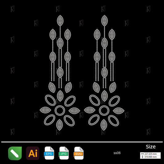 Dangling Petal Blossoms Rhinestone – Premium Rhinestone Design by Rhinestone1