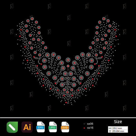 Elegant Floral V-Shape – Premium Rhinestone Design by Rhinestone1