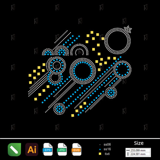Modern Circles & Lines Composition – Premium Rhinestone Design by Rhinestone1