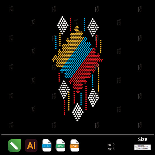 Colorful Diamond Geometric Rhinestone – Premium Rhinestone Design by Rhinestone1