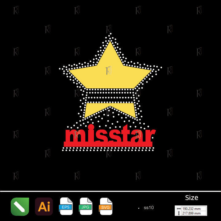 Miss Star Text with Star Rhinestone Design – Premium Rhinestone Design by Rhinestone1