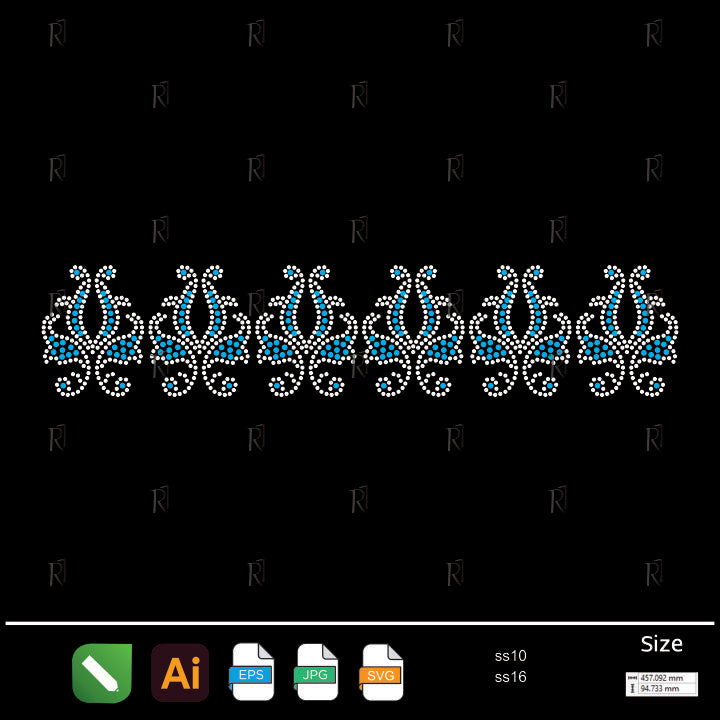 Blue Regal Borders – Premium Rhinestone Design by Rhinestone1