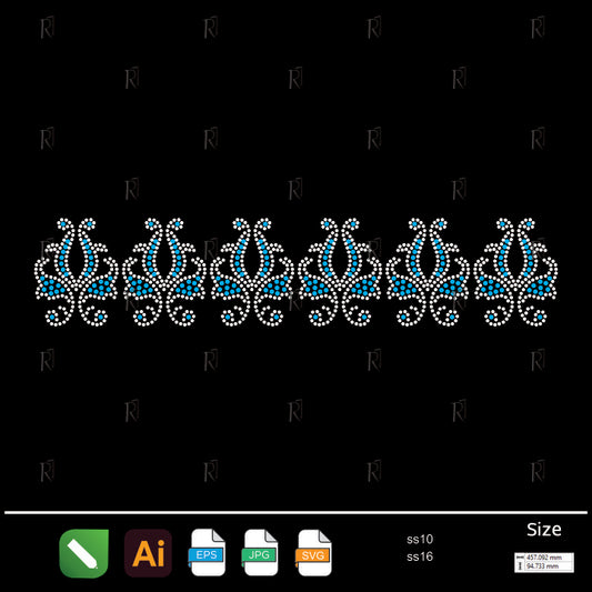 Blue Regal Borders – Premium Rhinestone Design by Rhinestone1