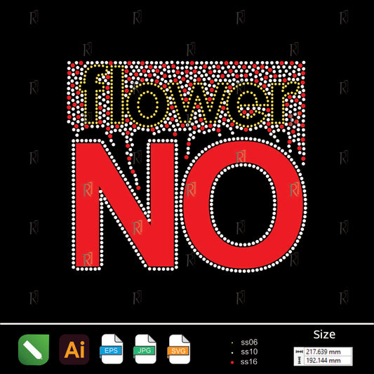 Flower NO Statement – Premium Rhinestone Design by Rhinestone1
