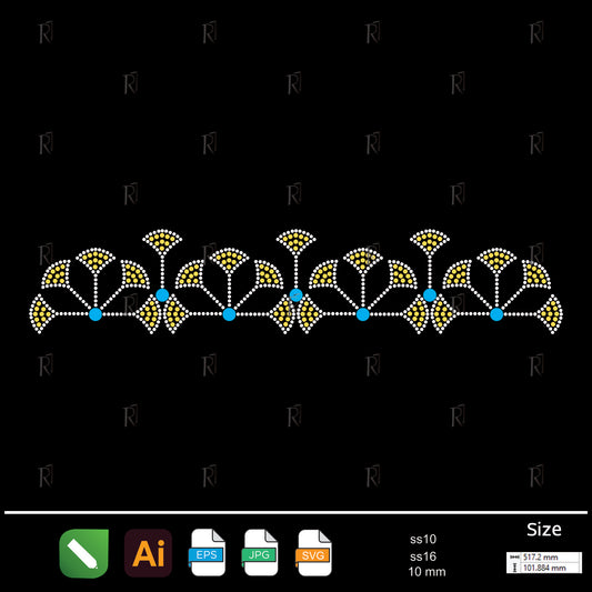Fan Petal Border Rhinestone – Premium Rhinestone Design by Rhinestone1