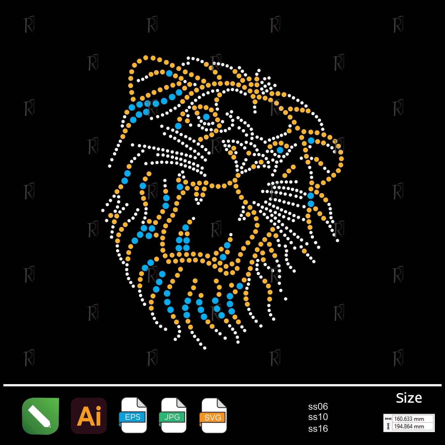 Majestic Lion Mane Rhinestone – Premium Rhinestone Design by Rhinestone1