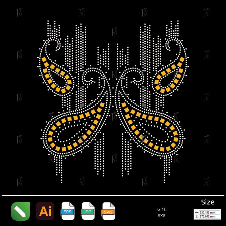 Double Paisley Rainfall Rhinestone – Premium Rhinestone Design by Rhinestone1