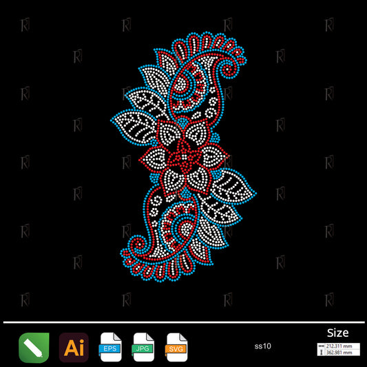 Double Paisley Floral Rhinestone – Premium Rhinestone Design by Rhinestone1