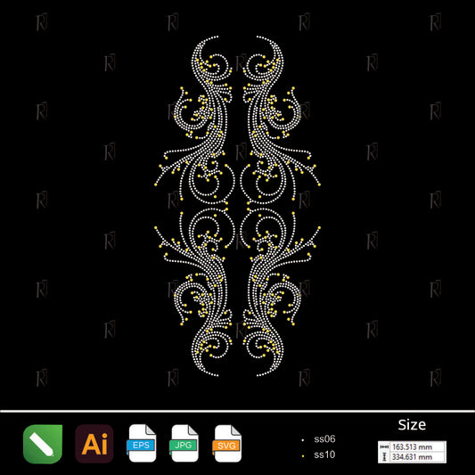 Elegant Double Swirl Rhinestone Design – Premium Rhinestone Design by Rhinestone1