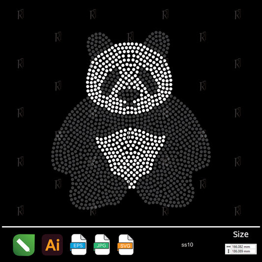 Cute Panda Bear Silhouette Rhinestone – Premium Rhinestone Design by Rhinestone1