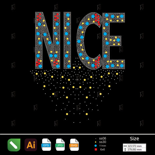 NICE Sparkling Text Rhinestone Design – Premium Rhinestone Design by Rhinestone1