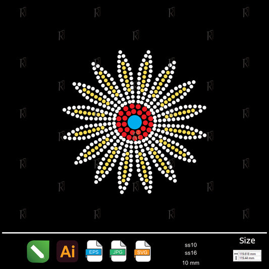 Daisy Blossom Rhinestone Motif – Premium Rhinestone Design by Rhinestone1