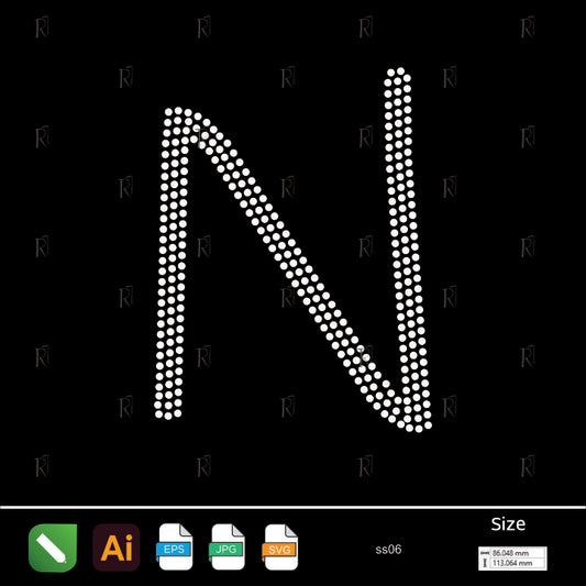 Rhinestone Letter N Script – Premium Rhinestone Design by Rhinestone1