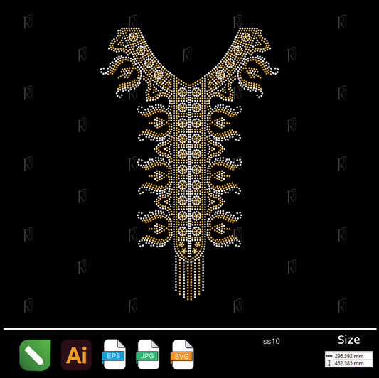 Elegant Vertical Neckline Rhinestone – Premium Rhinestone Design by Rhinestone1