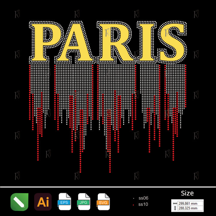 Paris Drip Rhinestone Design – Premium Rhinestone Design by Rhinestone1
