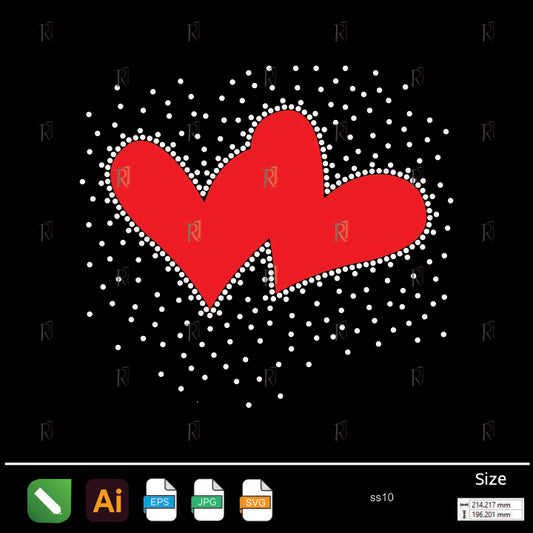 Double Red Hearts Rhinestone – Premium Rhinestone Design by Rhinestone1
