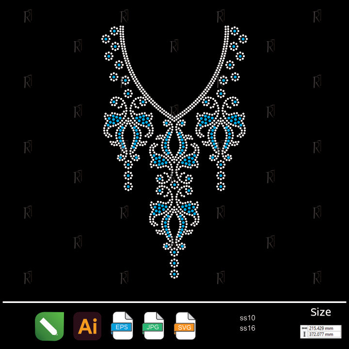 Royal Cascade Elegance1 – Premium Rhinestone Design by Rhinestone1
