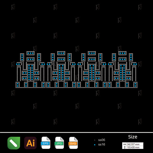 Urban Skyline Rhinestone Border – Premium Rhinestone Design by Rhinestone1