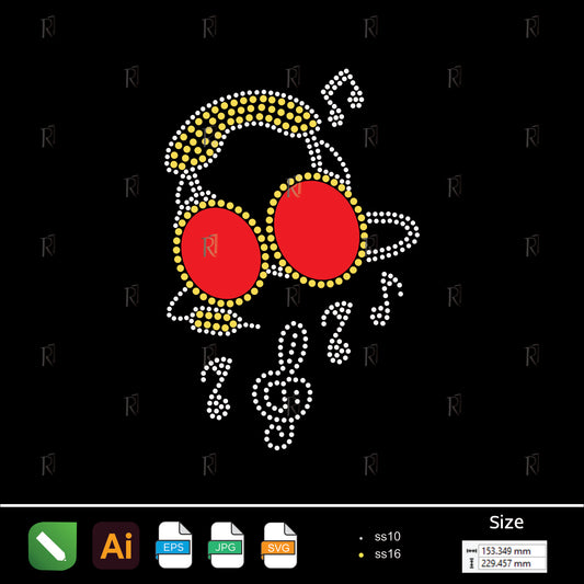 Cool Music Notes Rhinestone Design – Premium Rhinestone Design by Rhinestone1