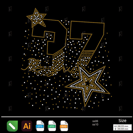 Sparkling Number 37 Rhinestone – Premium Rhinestone Design by Rhinestone1
