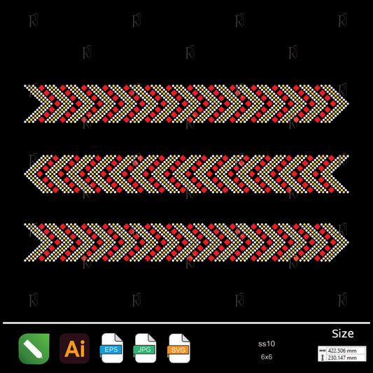 Red & Gold Chevron Border Rhinestone – Premium Rhinestone Design by Rhinestone1