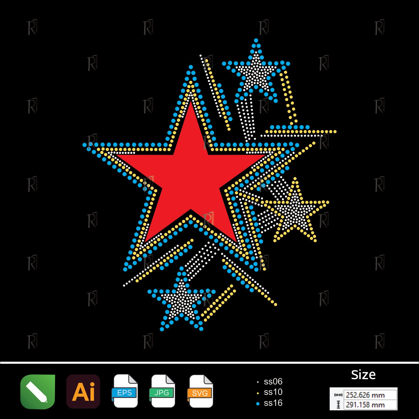 Shooting Stars Cluster Rhinestone – Premium Rhinestone Design by Rhinestone1