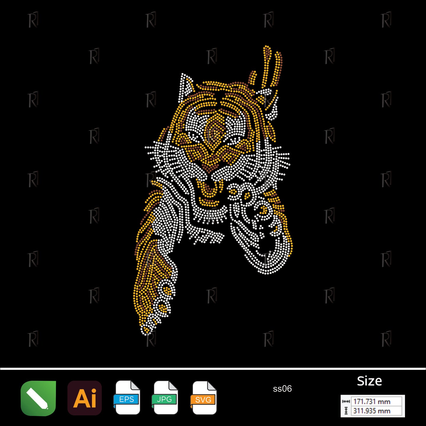 Fierce Tiger Strike – Premium Rhinestone Design by Rhinestone1