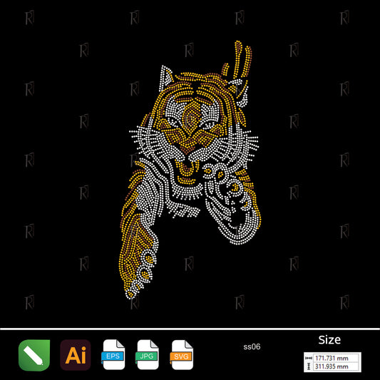 Fierce Tiger Strike – Premium Rhinestone Design by Rhinestone1
