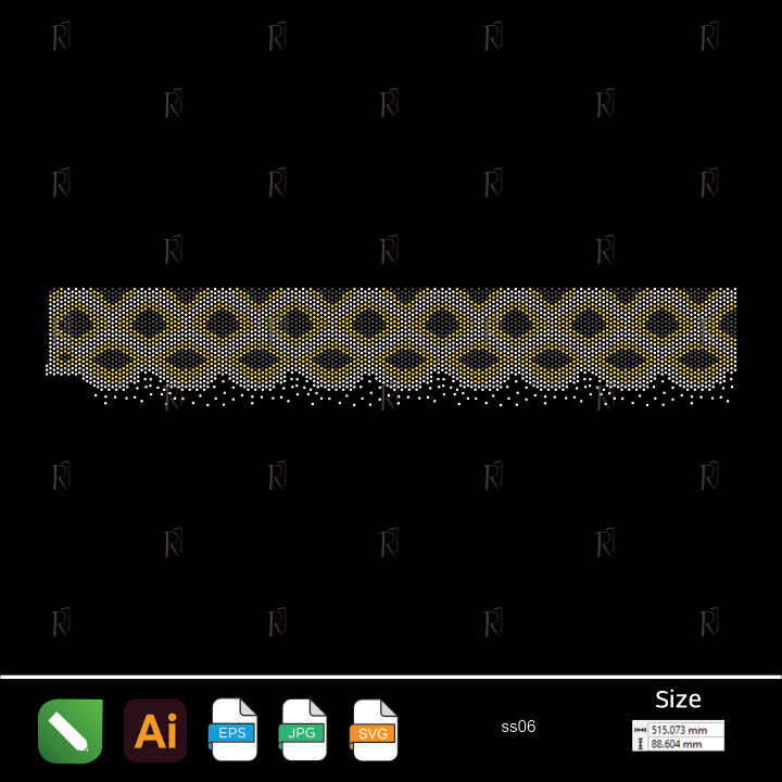 Golden Waves Border Rhinestone – Premium Rhinestone Design by Rhinestone1