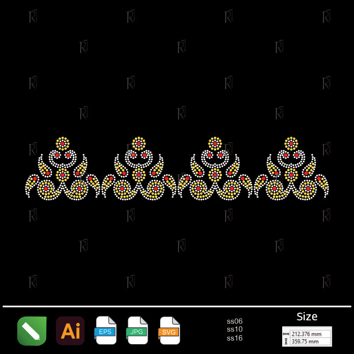 Golden Bloom Border – Premium Rhinestone Design by Rhinestone1