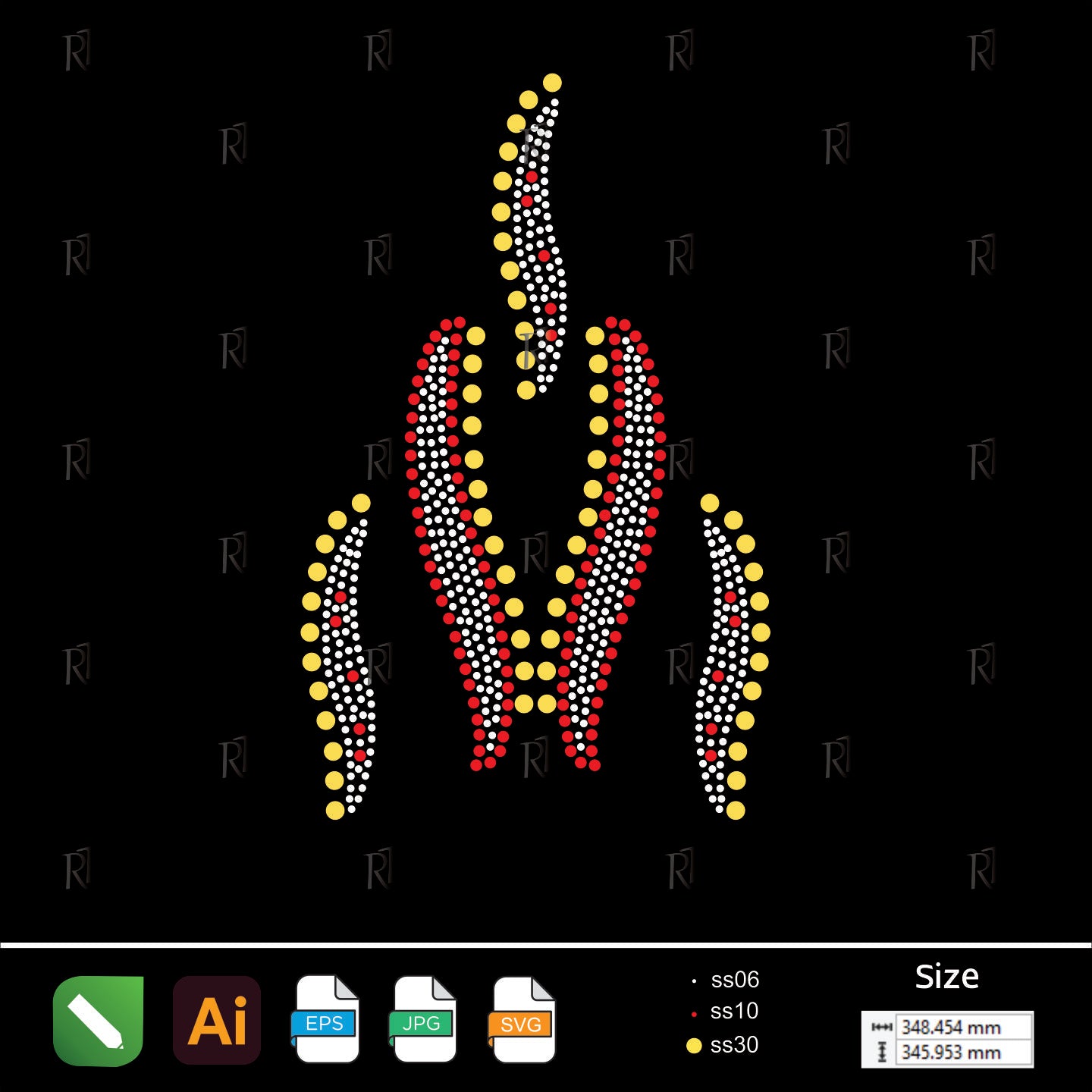 Rising Flame Elegance – Premium Rhinestone Design by Rhinestone1