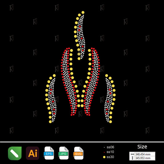 Rising Flame Elegance – Premium Rhinestone Design by Rhinestone1